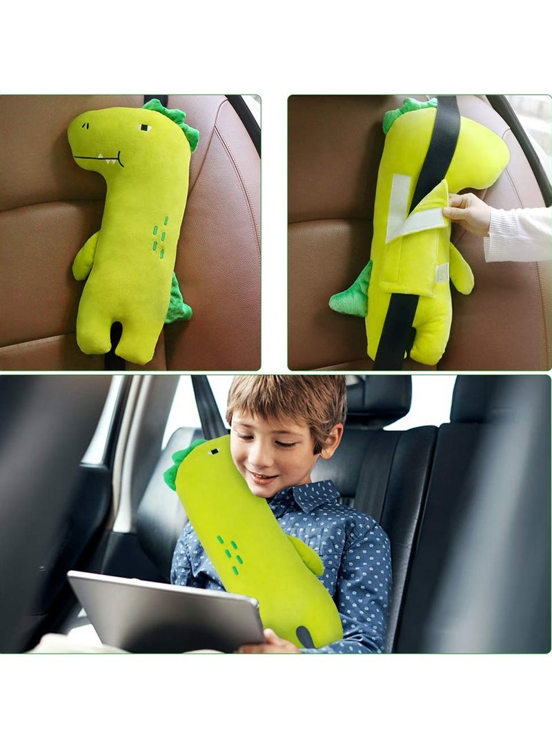 Car Plush Pillow, Ultra Soft Comfortable Car Seat Belt Pillow, Breathable Material Cartoon Car Travel Pillow, Lightweight Portable Headrest Shoulder Pillow For Car Home Travel, (1pc, Dinosaur) - Image 3