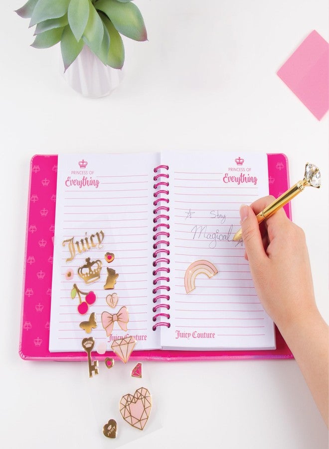 ميك إت ريل مجموعة أقلام يوميات "ميك إت ريال جوسي كوتور" - أميرة كل شيء، وردية وذهبية لامعة، مع قلم وملصقات، يوميات للبنات والأطفال والمراهقين - Image 4