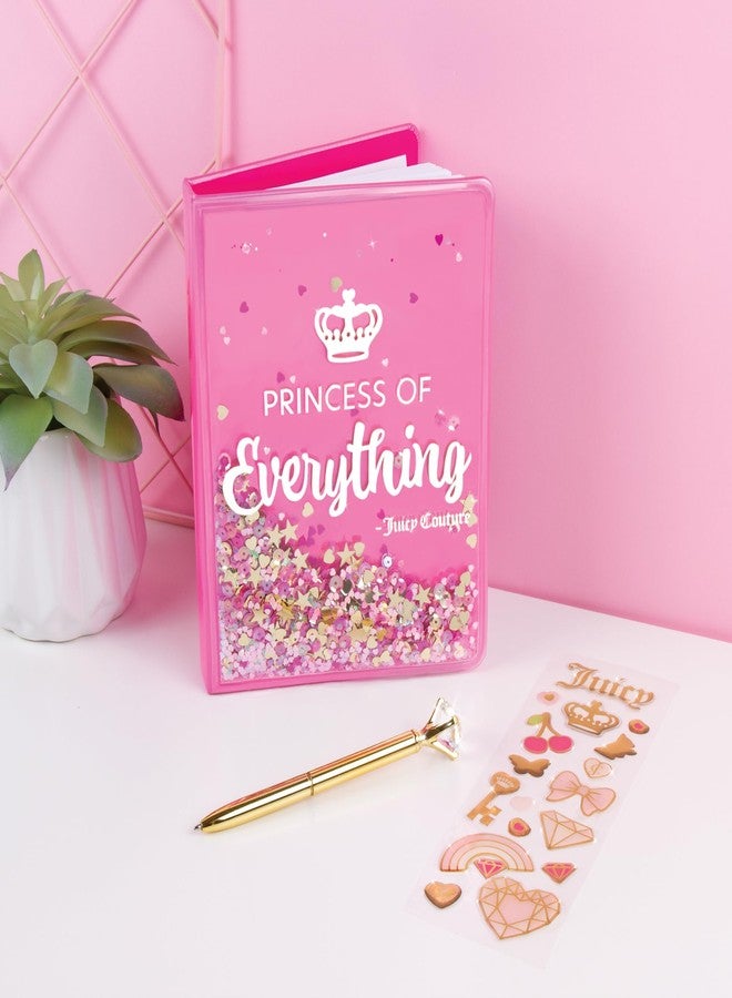 ميك إت ريل مجموعة أقلام يوميات "ميك إت ريال جوسي كوتور" - أميرة كل شيء، وردية وذهبية لامعة، مع قلم وملصقات، يوميات للبنات والأطفال والمراهقين - Image 2