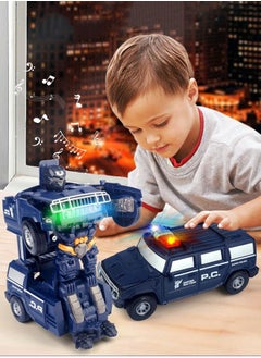 GROIC Robot Car Toy 2 in 1 Deformation Car，Transforming Toys Cars,Robot Cars Toys,Transform Car Robot,Police Car Toy with LED Light  - Image 2