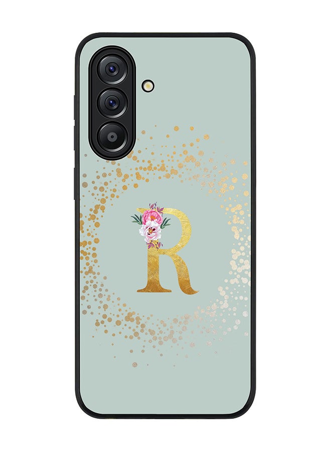Stylizedd For Samsung Galaxy A36 5G Case,Slim fit Camera Protection, Shockproof Thin Phone cover  - Custom Monogram Floral - R  (Light Grey ) - Image 1