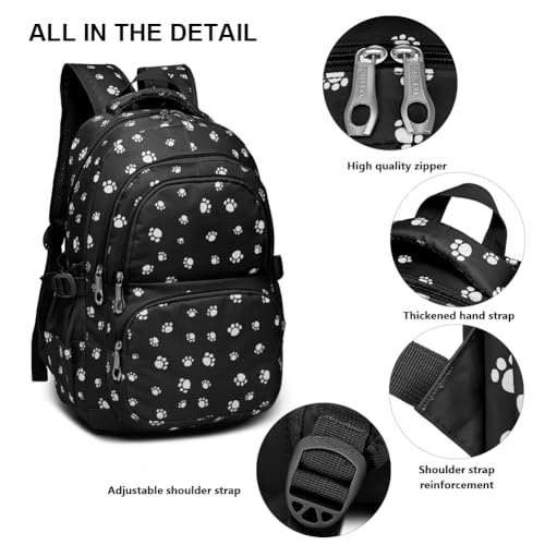 goldwheat 3Pcs Dog Paw Printed Backpack Set With Lunch-Bag For Girls Elementary Students Bookbag School-bag - Image 5