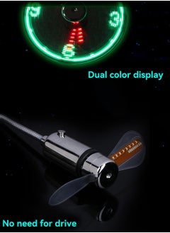 LEOKOR USB LED Clock Fan,USB Powered Portable Mobile USB Fan,with Clock,LED Light Display Time,Mini Gooseneck Fan for Laptop Office Home Travel  - Image 3