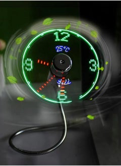 LEOKOR USB LED Clock Fan,USB Powered Portable Mobile USB Fan,with Clock,LED Light Display Time,Mini Gooseneck Fan for Laptop Office Home Travel  - Image 5