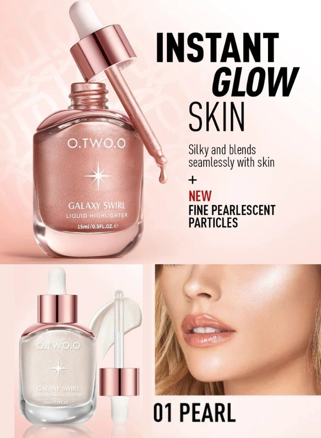 O.TWO.O O TWO O Liquid Highlighter Face Cheek Makeup Natural Radiant Glow Shimmer Illuminator Long Lasting Lightweight Blendable Golden Pink Bronze - Image 1