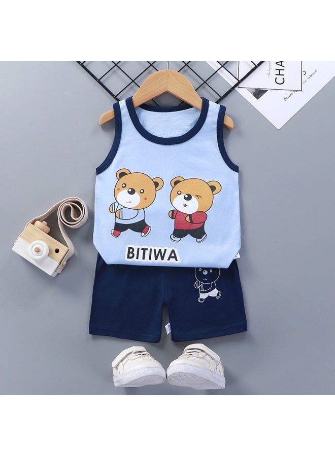 Children's Vest Suit Summer Cotton New Boys And Girls Thin Summer Baby Clothing Children's Clothing Exclusive