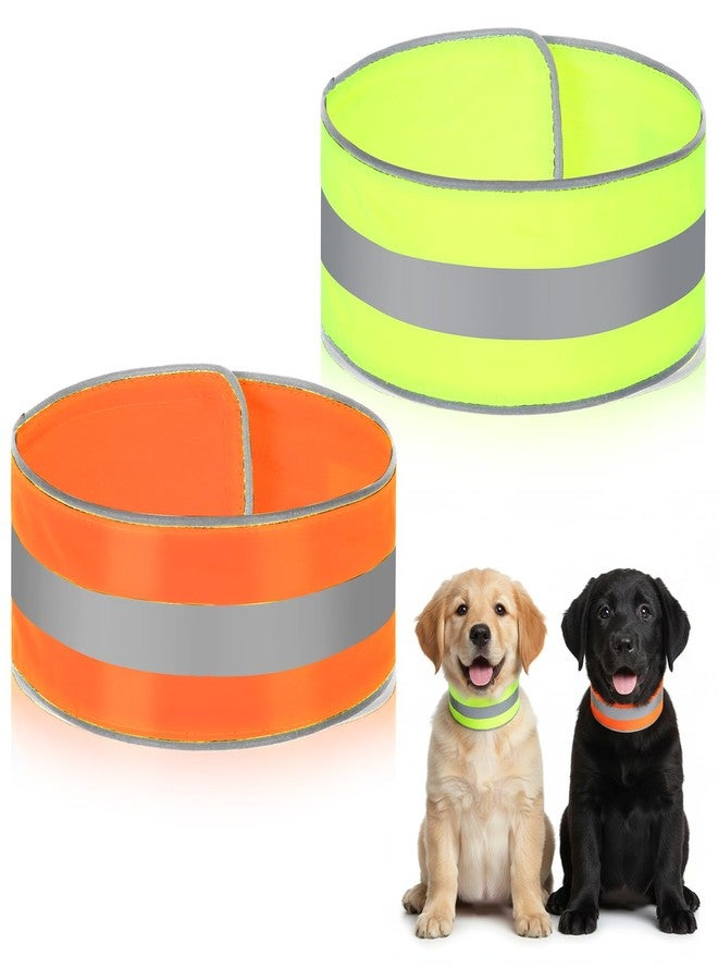 Psiriol 2PCS High Visibility Pet Collars, Reflective Dog Collar, Adjustable Nylon Pet Collar with Quick-Release Buckle, Dog Reflective Gear for Small Medium Large Pets Puppy (Fluorescent Orange and Green) - Image 1