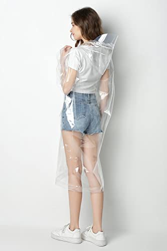 KETKAR Polyvinyl Chloride (Pvc) Rain Ponchos Transparent Standard Length Raincoats With Hood For Adults Clear Raincoat For Women And Men_Large - Image 5