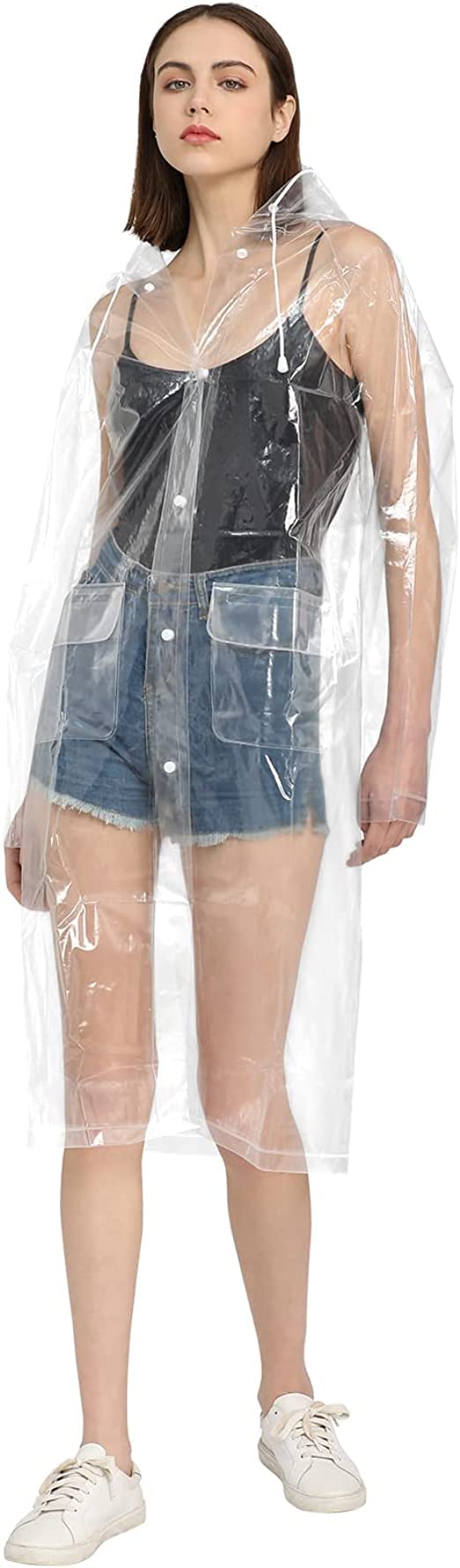 KETKAR Polyvinyl Chloride (Pvc) Rain Ponchos Transparent Standard Length Raincoats With Hood For Adults Clear Raincoat For Women And Men_Large - Image 1