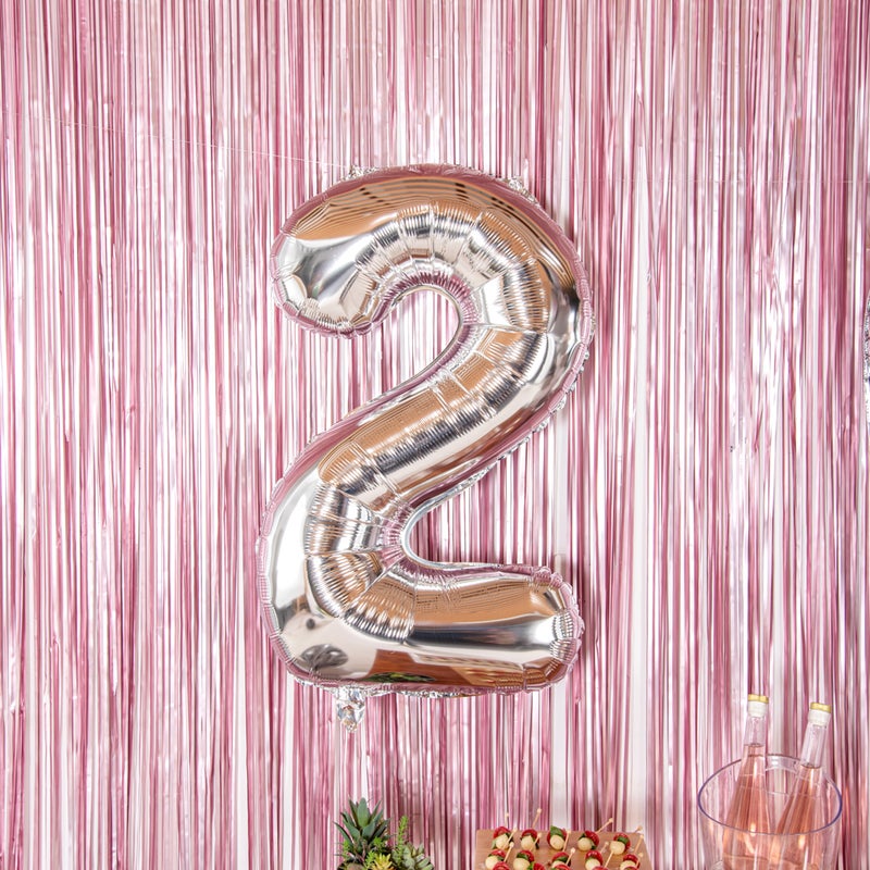 Restaurantware بالون رقم 2 بحجم 40 بوصة من رستورانت وير - بالون حفلات كبير رقمي، بالون مائي فضي، حلقة تعليق، زينة لعيد الميلاد، الزفاف، أو التخرج - Image 3
