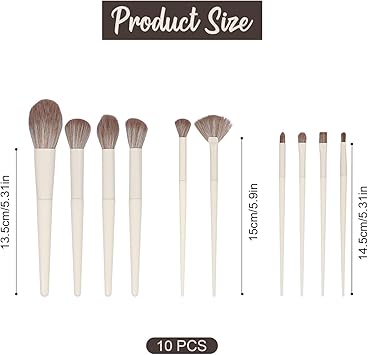 XIHIRCD 10pcs Makeup Brushes Set Soft Bristles Eyeshadow Cosmetic Brush Plastic Handle Face Cheek Blush Brush Essential Make Up Tools for Concealers Highlight for Women Beginner Professionals Travel - Image 2