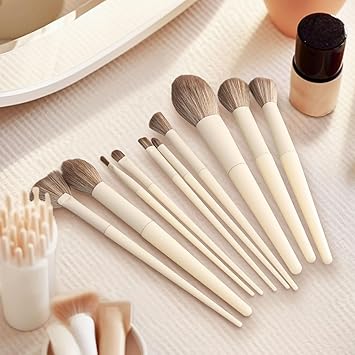 XIHIRCD 10pcs Makeup Brushes Set Soft Bristles Eyeshadow Cosmetic Brush Plastic Handle Face Cheek Blush Brush Essential Make Up Tools for Concealers Highlight for Women Beginner Professionals Travel - Image 3