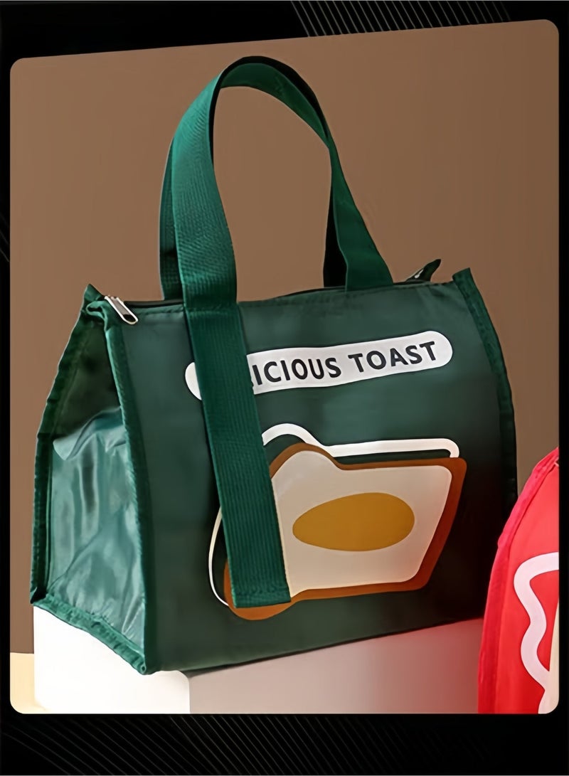 Halamodo Toast Print Insulated Lunch Bag – Reusable Thermal Tote with Food-Grade Lining, Zipper Closure, and Reinforced Handles for Keeping Meals Fresh & Cold at Work, School & Picnics - Image 1