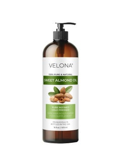 velona Sweet Almond Oil 16 Oz 100% Pure And Natural Carrier Oil Refined Cold Pressed Skin Hair Body & Face Moisturizing Use Today Enjoy Results…  - Image 1