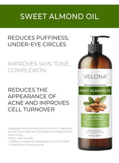 velona Sweet Almond Oil 16 Oz 100% Pure And Natural Carrier Oil Refined Cold Pressed Skin Hair Body & Face Moisturizing Use Today Enjoy Results…  - Image 2