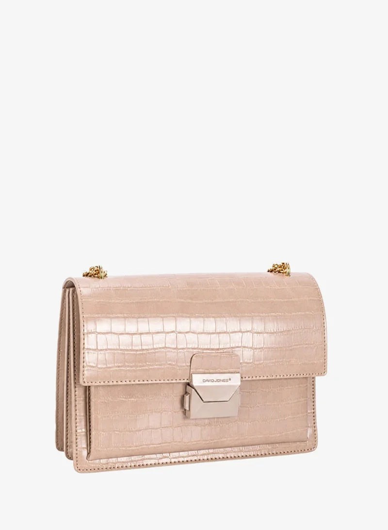 David Jones David Jones luxury faux leather cross body and shoulder bag with flap- crocodile print with lock dual metal and leather strap bag in model cm7801 for all fancy dinners and meetings