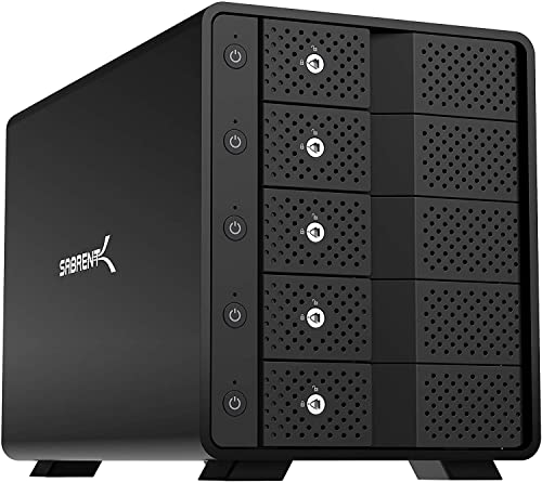 SABRENT 5Bay USB 32 Gen 2 SATA Docking Station for 35 HDDSSD 10Gbps USBC DAS TrayLess HotSwap Aluminum Enclosure with 120mm Cooling Fan Individual Power Switches No RAID DSSC5B - Image 1