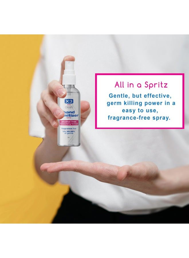 X3 Clean Hand Sanitizer Spray, Alcohol Free, Fragrance Free, Kills 99.9% of Bacteria, Travel Size 2 oz (Pack of 4) - Image 3