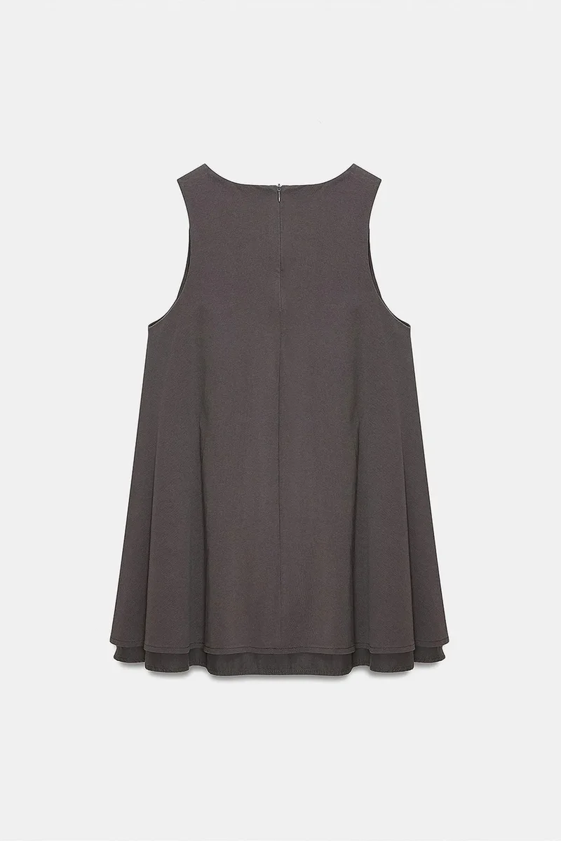 Dilvin Charcoal Grey DILVIN Cotton Poplin Sleeveless Mini Shift Dress for Women | Best Price UAE