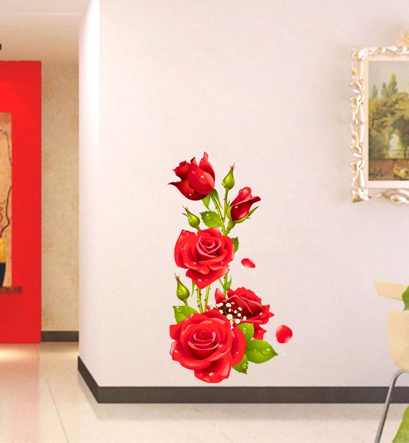 Sticker Yard Red Rose Flower Vinyl Wall Sticker for Living Room/Bedroom/Office and All Decorative Wall Stickers 40X76 CM - Image 3