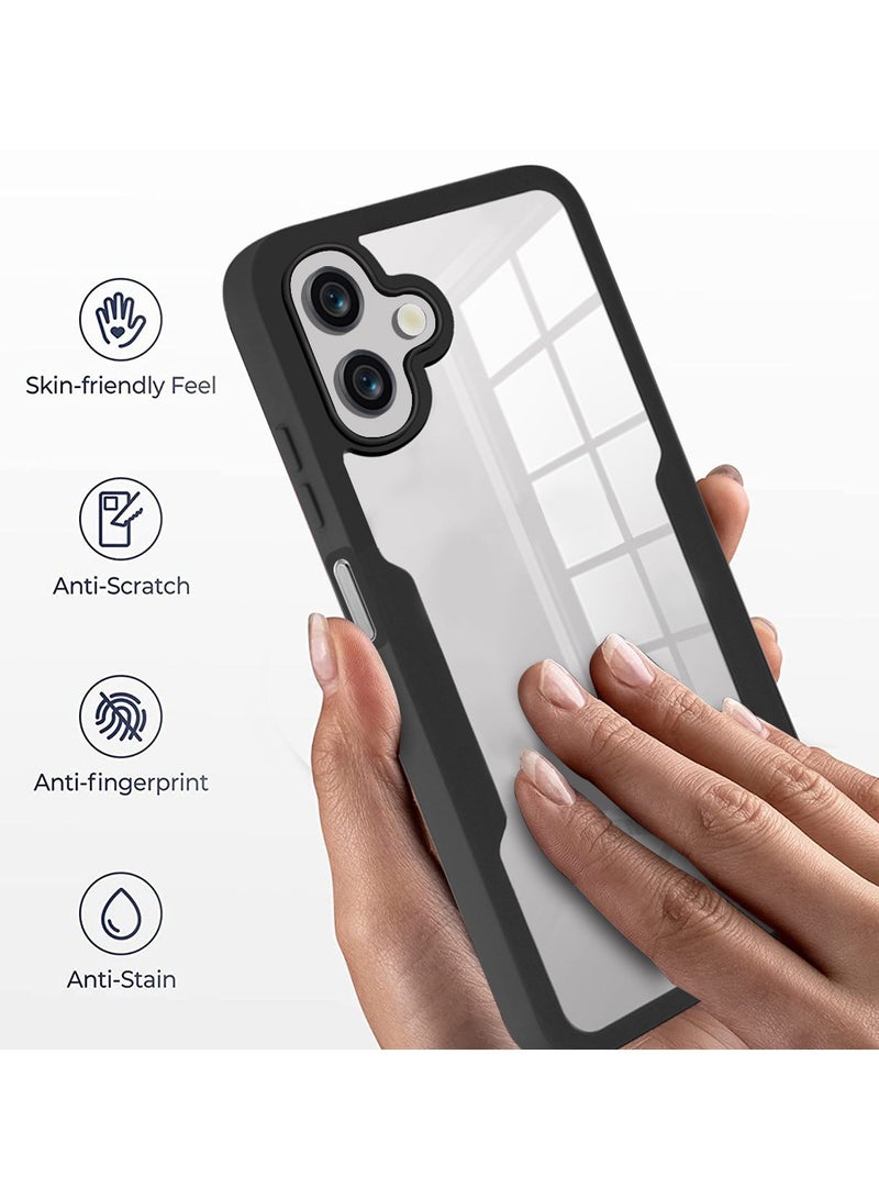 SanHu for Samsung Galaxy A06 4G Case, Ultra Thin Lightweight, Double-Sidedall-Inclusive Protection, Acrylic Clear Back Cover Samsung Galaxy A06 4G, Black - Image 2