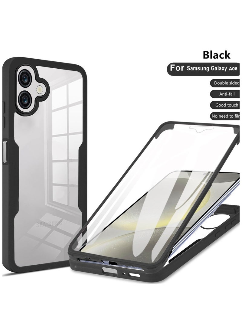 SanHu for Samsung Galaxy A06 4G Case, Ultra Thin Lightweight, Double-Sidedall-Inclusive Protection, Acrylic Clear Back Cover Samsung Galaxy A06 4G, Black - Image 1