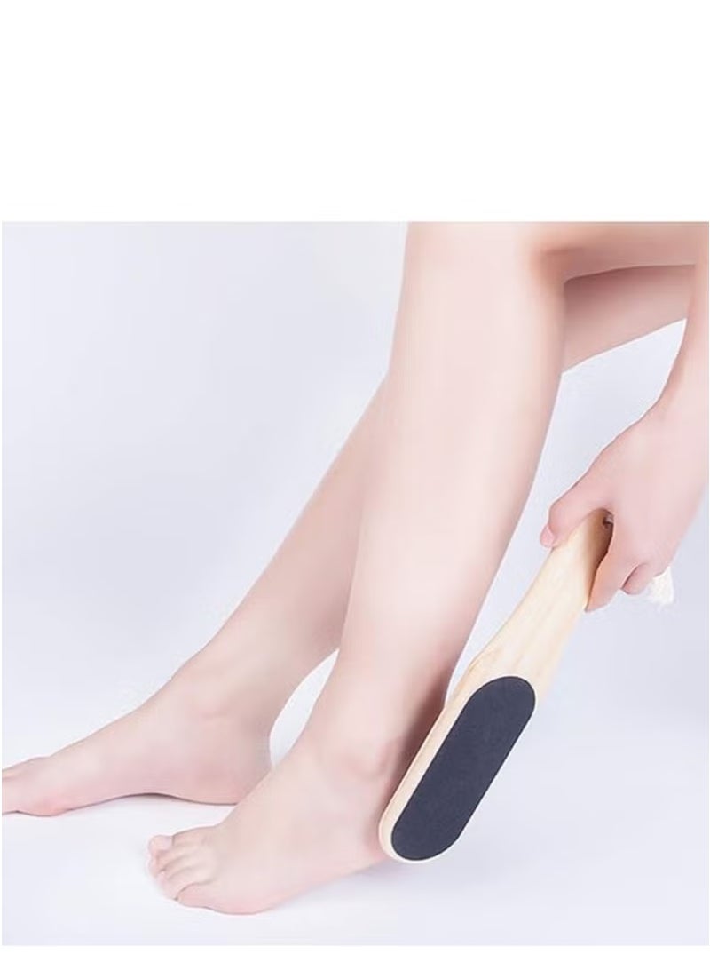 مبرد قدم احترافي مزدوج الجوانب للباديكير لإزالة الجلد الميت الصلب والكعب وإزالة مسامير القدم بمقبض خشبي للرجال والنساء - Image 4