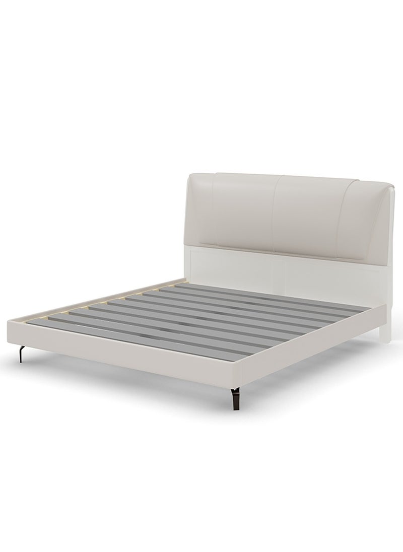 ROYALOAK Royaloak Seattle Queen Bed | HDF With High Gloss Finish | Leatherette Upholstery Headboard | Comfort Back Support | Durable And Long Lasting | Wood Queen Bed | Wooden Bed Queen Size | Wooden Bed  - Image 1