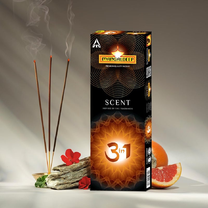 Mangaldeep Scent 3 in 1 with 3 Perfume Fragrances Charcoal Free 213gm - Image 1