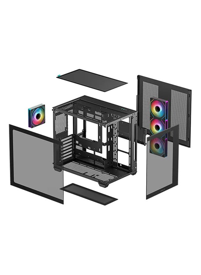 DEEPCOOL CG530 4F ATX Mid Tower Chassis – Tempered Glass, Dual USB 3.0, USB Type-C, 7 Expansion Slots, 3x120mm ARGB Fans (PWM), Magnetic Dust Filters, 45mm Cable Management, ATX/Micro-ATX/ITX Support, 410mm GPU, 160mm CPU Cooler, Radiator Support (Top: 120-360mm, Side: 120-280mm, Bottom: 120-360mm), 2.5”/3.5” Drive Bays | R-CG530-BKADA4-G-1  - Image 4