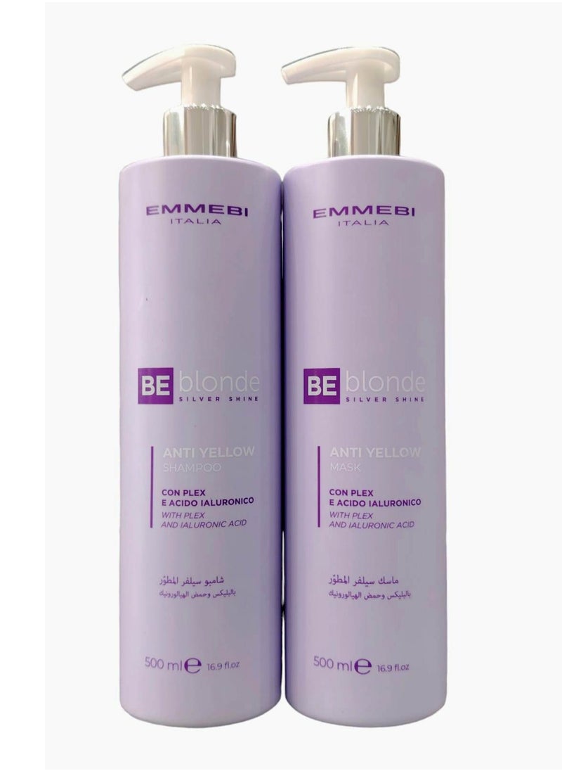 EMMEBI ITALIA anti yellow mask 500 ml anti yellow shampoo 500 ml 