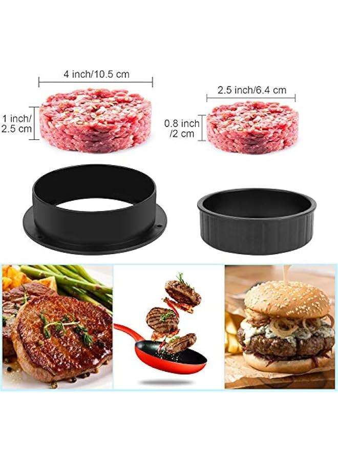 Stuffed Burger Press Patty Maker Kit with Non Stick Hamburger Molds and 100 Wax Paper - Sausage Slider Grilling Cheese Press for Patties - Image 2