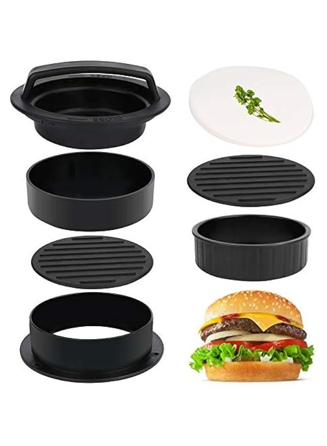 Stuffed Burger Press Patty Maker Kit with Non Stick Hamburger Molds and 100 Wax Paper - Sausage Slider Grilling Cheese Press for Patties - Image 1