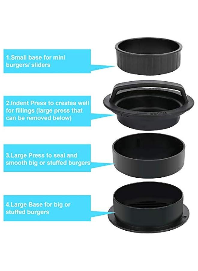 Stuffed Burger Press Patty Maker Kit with Non Stick Hamburger Molds and 100 Wax Paper - Sausage Slider Grilling Cheese Press for Patties - Image 3