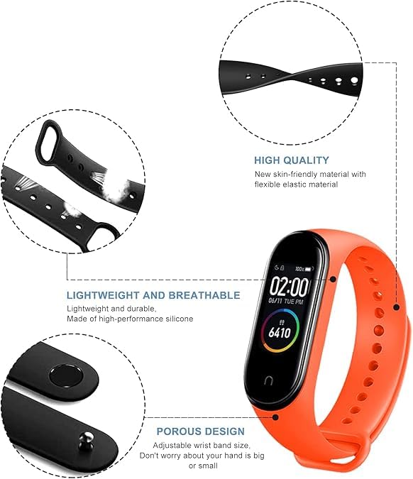 CERLINK Mi band 3 Straps Mi Band 4 Strap for Mi Watch M3/M4 Smart Watch Replacement Wristband Soft Silicone Ftness Band Watch Straps Highly Strechable (Black,Lgrey,White) - Image 2