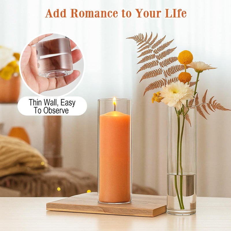 Tigvio 20 Pack 5.9" Tall x 1.8" Diameter Clear Glass Cylinder Vases - Multi-Use Flower Vase, Hurricane & Floating Candle Holders for Wedding Centerpieces, Home Decor, Table Displays (20) - Image 4