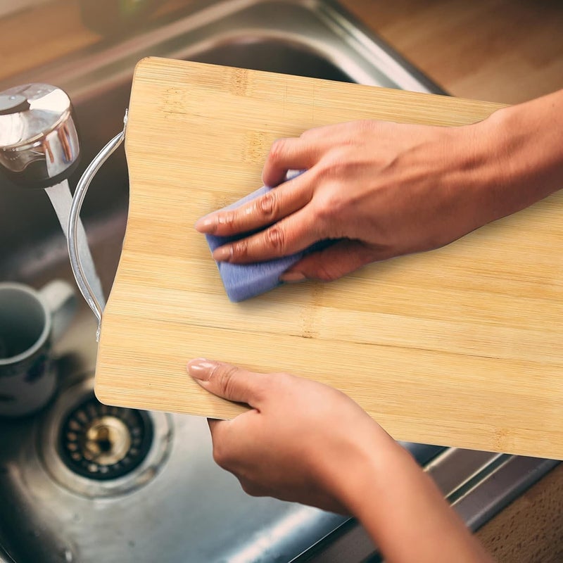 KARTUNBOX Bamboo Wooden Chopping Board Chopping Board for Kitchen Comes with Metal Handle Vegetable Cutting Board for Kitchen Items BPA Free EcoFriendly AntiMicrobial - Image 5