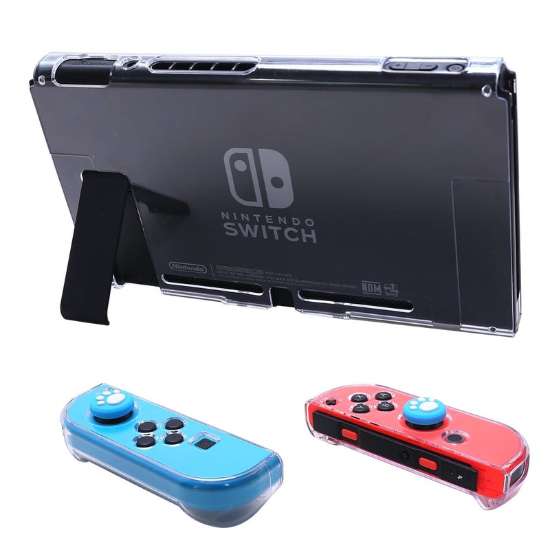 COMCOOL Clear Dockable Case for Nintendo Switch - Crystal 3 in 1 Protective Cover Shell for Nintendo Switch with Screen Protector and Thumb grips - Clear - Image 3
