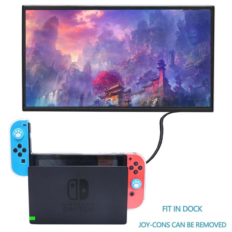 COMCOOL Clear Dockable Case for Nintendo Switch - Crystal 3 in 1 Protective Cover Shell for Nintendo Switch with Screen Protector and Thumb grips - Clear - Image 5