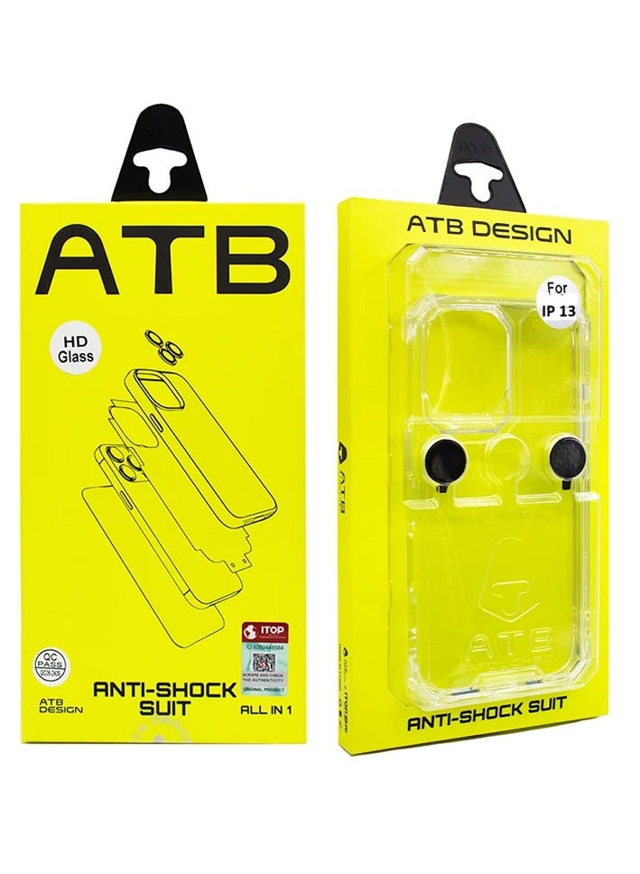 اي تي بي طقم حماية شامل 6 في 1 ايفون 13 تركيب سهل فائق الدقة مع واقي شاشة زجاجي شفاف يمنحك حماية متكاملة وسهلة التركيب من جميع الجوانب. يشمل واقي شاشة زجاجي شفاف عالي الجودة، كفر بلاستيكي شفاف، حماية عدسات الكاميرا، لزقات حماية قماشية لفتحات السماعة من الغبار، إطار مغناطيسي لتثبيت الكفر، ولزقة حماية للظهر. - Image 1