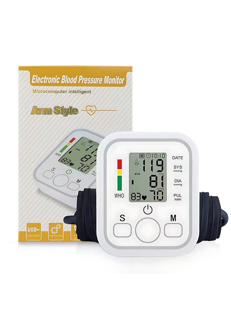 Upper Arm Blood Pressure Monitor, Automatic Digital BP Machine with Large LCD Display, Adjustable Wide Cuff, 99 Memory Records, Irregular Heartbeat Detection, One-Touch Operation for Home & Travel - Image 1