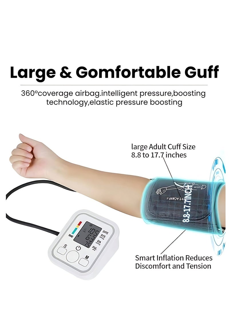 Upper Arm Blood Pressure Monitor, Automatic Digital BP Machine with Large LCD Display, Adjustable Wide Cuff, 99 Memory Records, Irregular Heartbeat Detection, One-Touch Operation for Home & Travel - Image 5