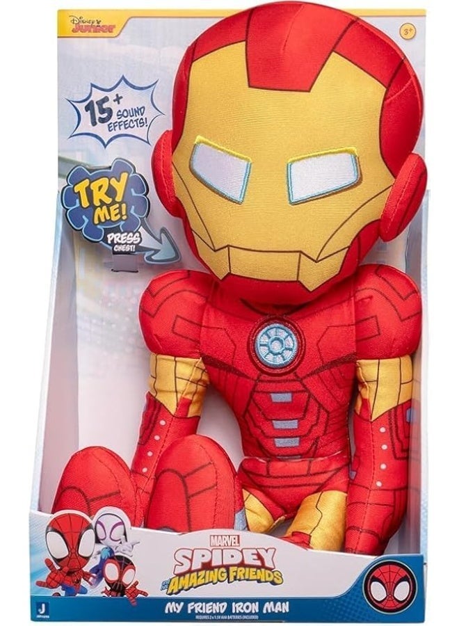 Spidey and His Amazing Friends – My Friend Iron Man Talking Plush – 16" Tall – 15+ Sound Effects – Press Chest to Activate - Image 1