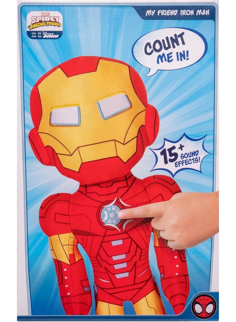 Spidey and His Amazing Friends – My Friend Iron Man Talking Plush – 16" Tall – 15+ Sound Effects – Press Chest to Activate - Image 2