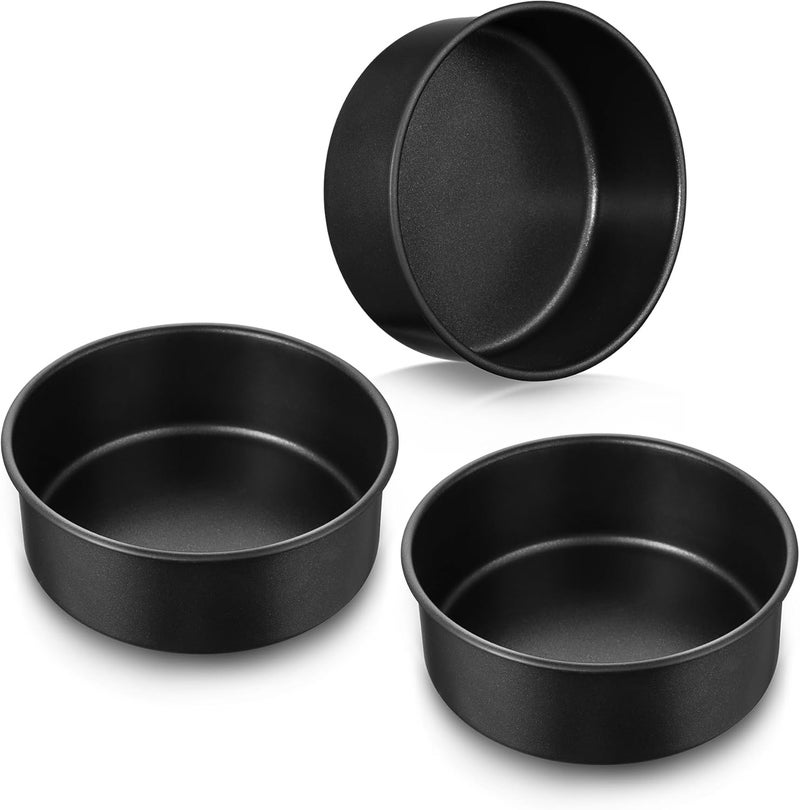E-far 7 Inch Round Cake Pan Set of 3, Nonstick Stainless Steel Baking Pans Tin, Bakeware for Layer Cakes, Stainless Steel Core & Non-toxic Coating, Straight Side & 2 Inch Deep - Image 1