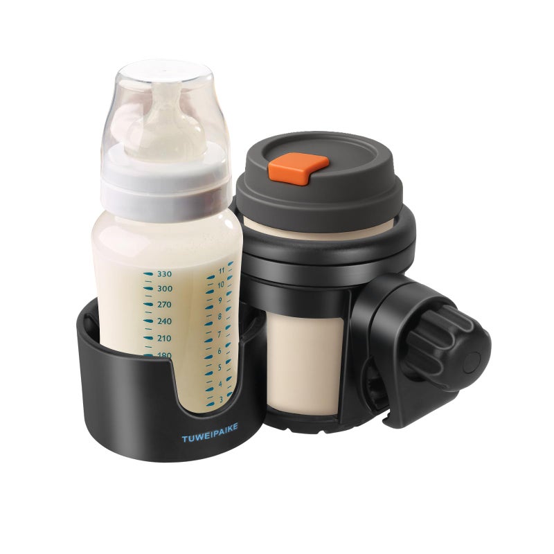 TUWEIPAIKE Universal Stroller Cup Holder 360 Rotation cupholder for Stroller 2in1 Prams Cup Holder with Mega Strength Adjustable Clamp Fits Most Cups - Image 3