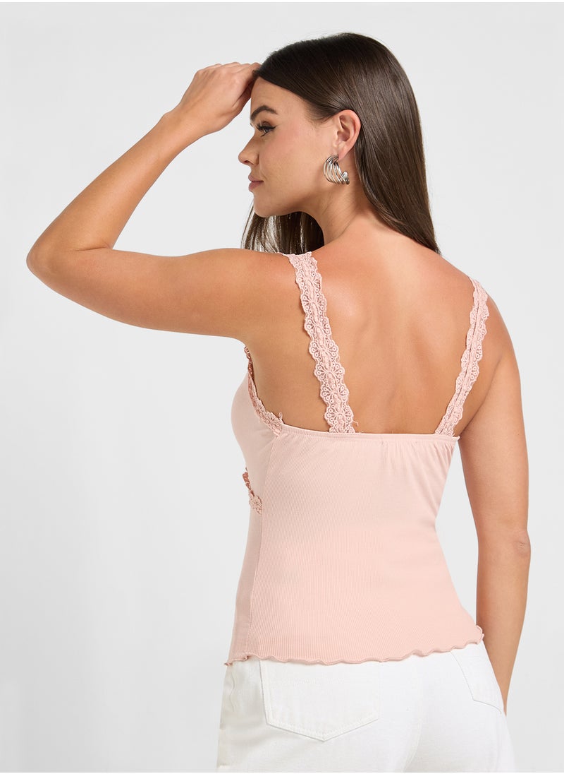 Ginger Basics - Lace Ribbed Cami - Image 1
