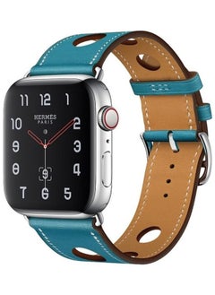 PROMASS Fashionable Single Circle Three Holes Watch Strap For Apple Watch Series 7 45mm/6 & SE & 5 & 4 44mm/3 & 2 & 1 42mm Blue 