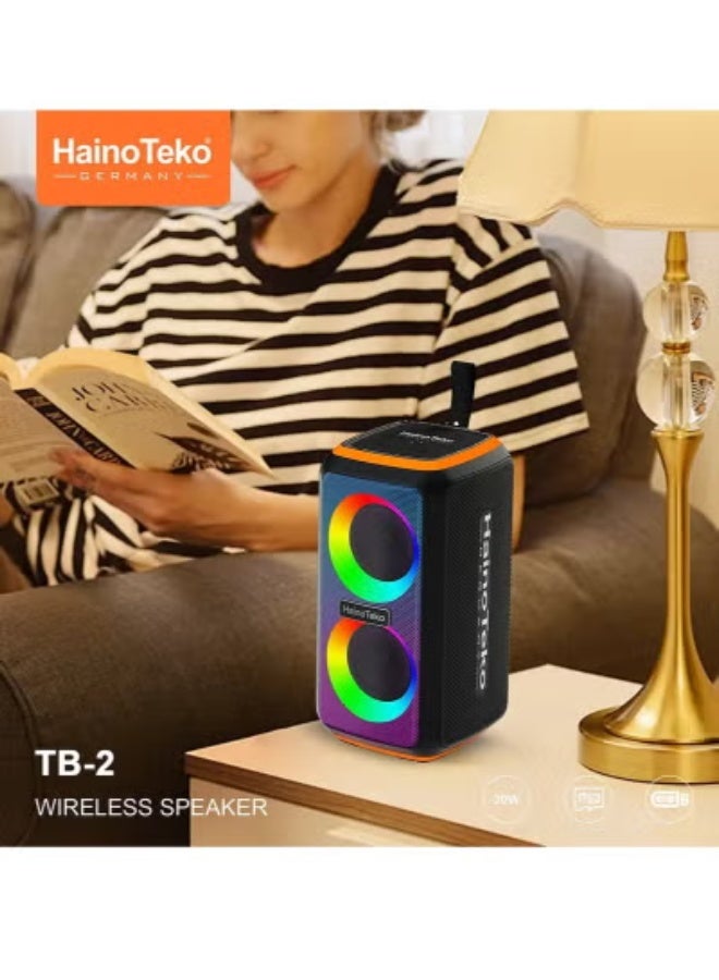 Haino Teko TB-2 Wireless Portable Bluetooth Speaker | Powerful Stereo Sound | Deep Bass | Long Battery Life | Compact & Lightweight Design | Hands-Free Calling | Compatible with Smartphones, Tablets & Laptops - Image 3