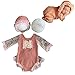 CUTEBBPHOTO CUTEBBPHOTO Newborn Baby Girl Photography Props Newborn Photoshoot Romper Outfits Bodysuit & Hat & Floral Headband (Red)  - Image 2